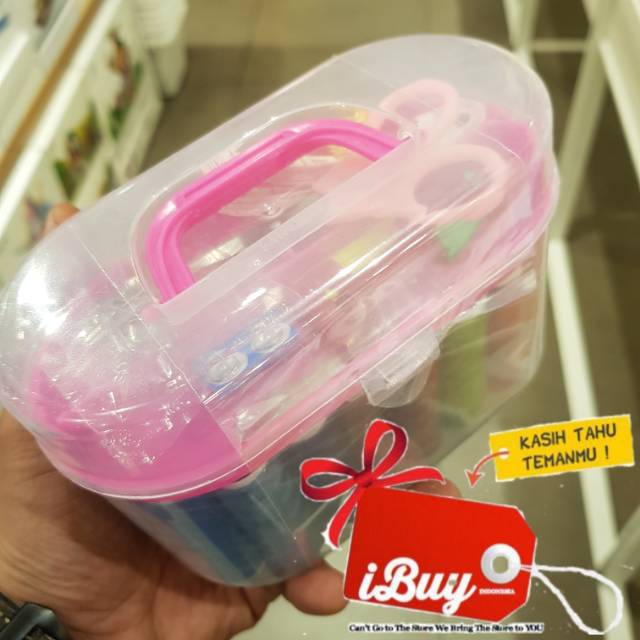 Miniso Portable Sewing Oval Set Box Peralatan Benang Jahit Tools