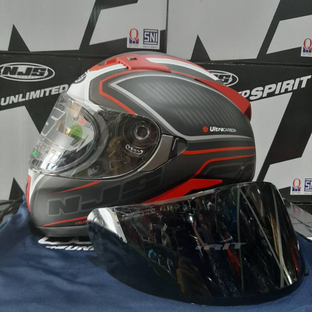 HELM NJS SHADOW MOTIF ULTRA CARBON GUNMET DOFT RED