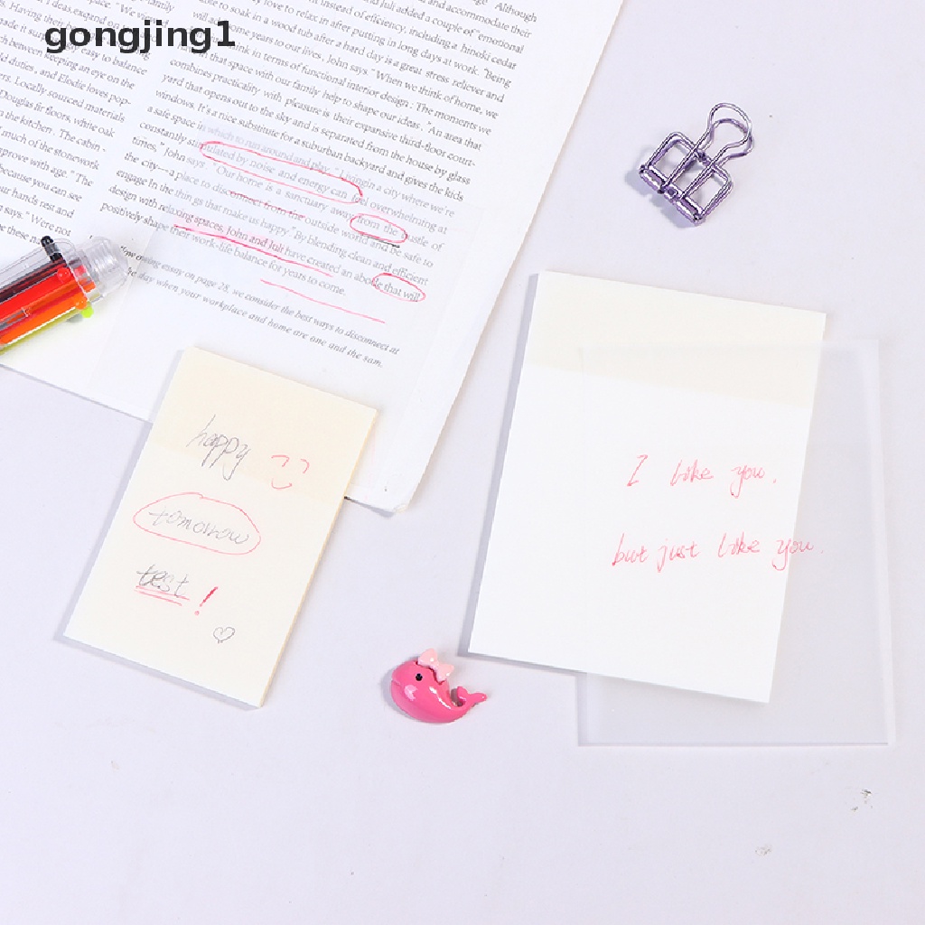 50 Lembar Kertas Memo Sticky Note Transparan Tahan Air