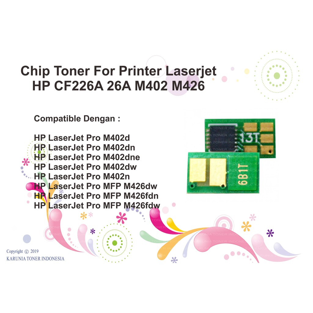 Chip Toner Cartridge CF226A (26A) For use Laserjet Printer Pro M402dw