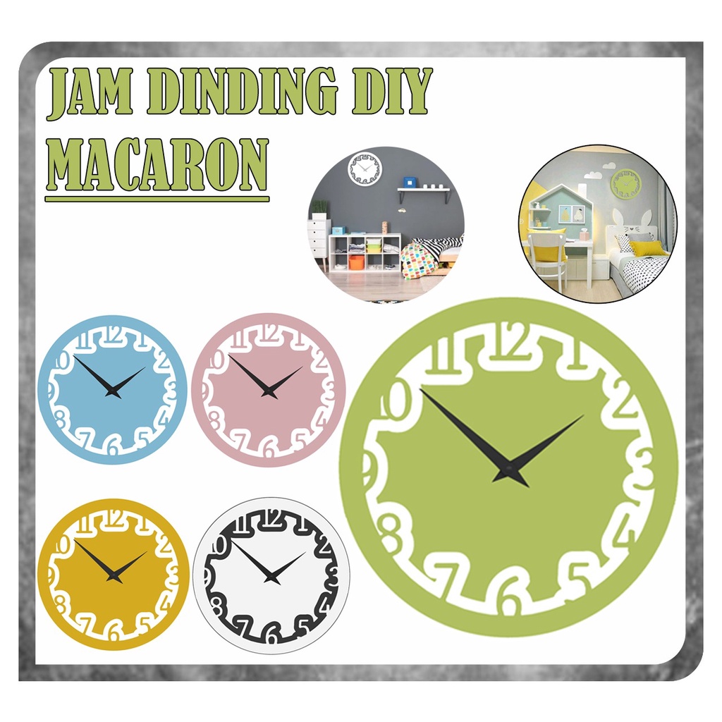 Jam Dinding Stiker Tempel DIY MACARON Analog 3D Giant Modern Clock / Jam Dinding Rumah Model Design Aesthetic