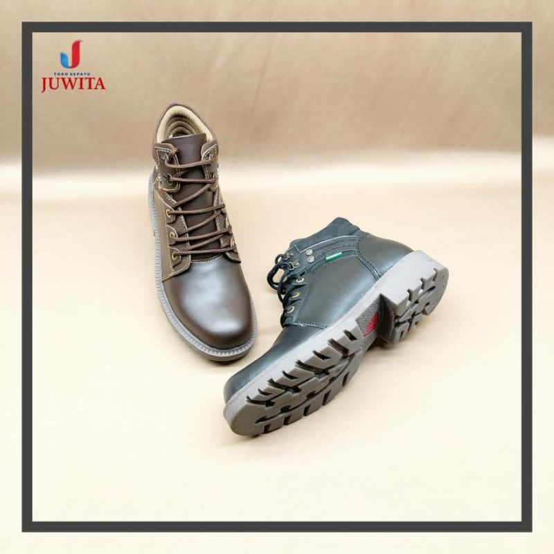 Sepatu Boot tali pria (asli kulit)