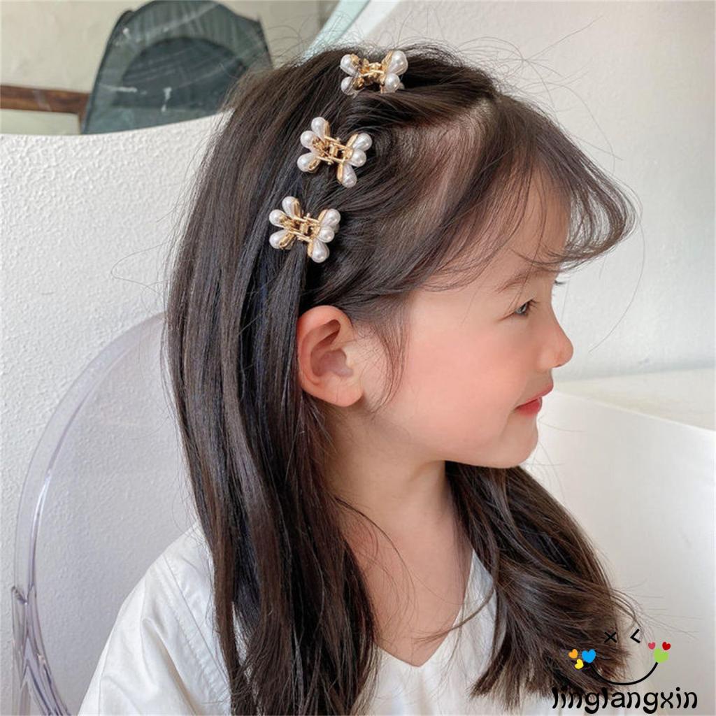 LLX-Mini Pearl Hair Barrettes, Sweet Flower Hair Clips Hair Pins Decorative Hair Accessories for Women Girls