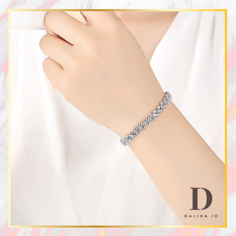 Gelang Titanium Wanita Bangle Dengan Permata Kristal Berkilau Dalika