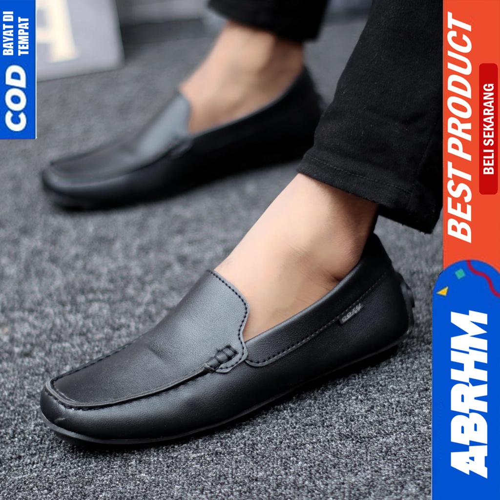 Sepatu Formal Pantofel Kerja Kantor Hitam Polos Pria Original Abrhm Vanezia