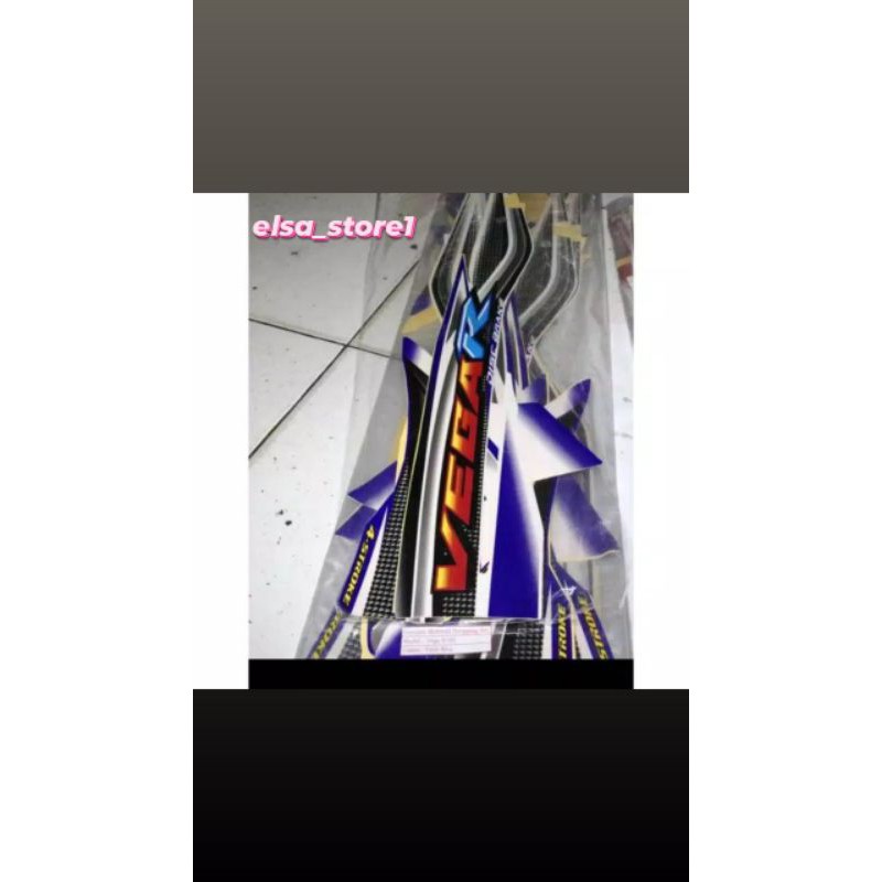 Striping vega R lama 2005, warna putih - biru