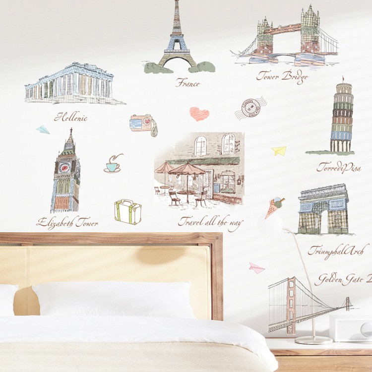 RELIZA Wall Sticker / Stiker Dinding 60X90 sketch KOTA PARIS PISA LIBERTY LONDON AY9090