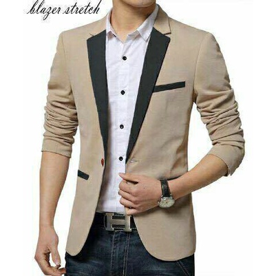 Blazer Pria Slim fit Casual Korea Kancing Satu Motif Polos Jas Teerbaru Santai Lengan Panjang Coat B