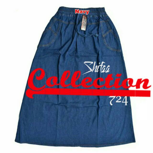 Rok Jeans/ Rok Wanita Panjang / Rok Polos Model A (BB ± 40-65 kg / All Size Dewasa)