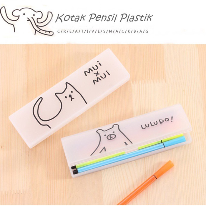 

KP046 Kotak Pensil Plastik Stationery Korean Doodle Series Pencil Box