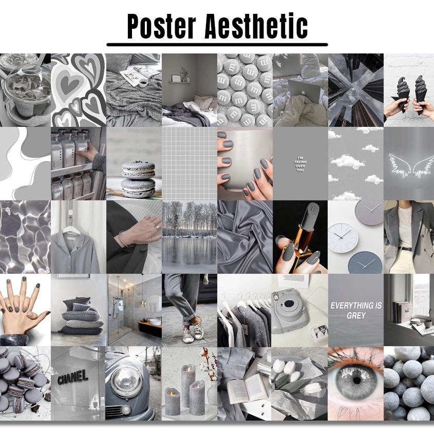 Poster Dinding Aesthetic | Poster Aesthetic | Isi 48 Poster | Collage Kit | Aesthetic Wallposter | Poster murah |  art wall |  poster band retro vintage black blue red purple brown avengers softblue | Viral poster-grey isi 48 A6