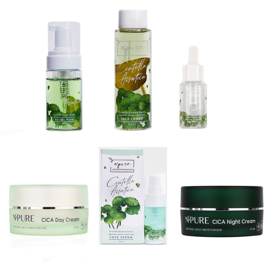 Npure Centella Asiatica Cica Face Toner Facewash Serum Clear Pad Day Night Cream Essence