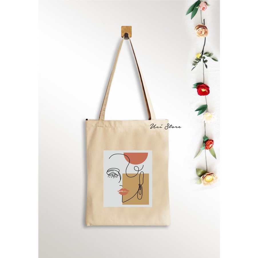 (PAKE RESLETING) Tote Bag Wanita Aesthetic Terbaru varian warna ( Toko Uci )