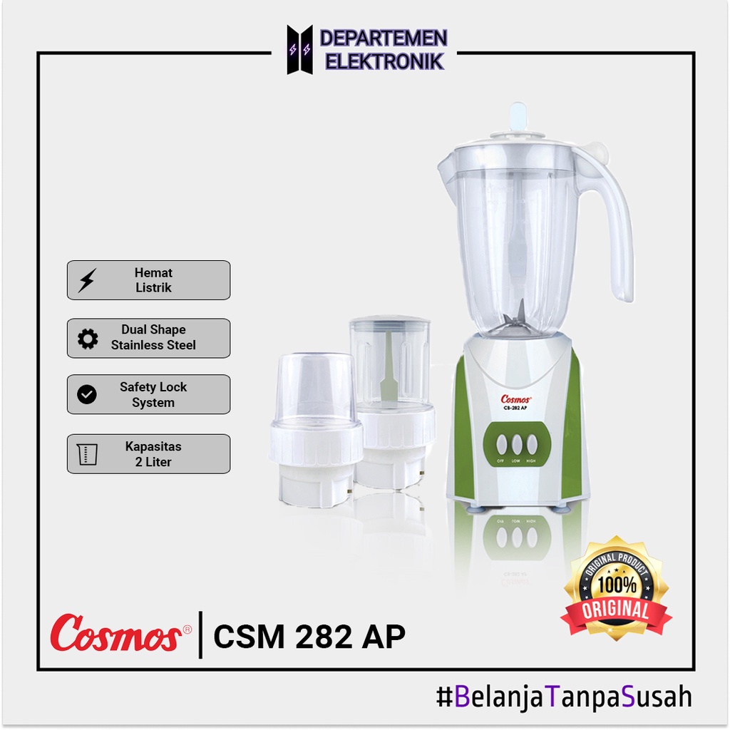 Blender Plastik 2 Liter Anti Pecah Cosmos CB 282 AP - 282 AP 3 in 1