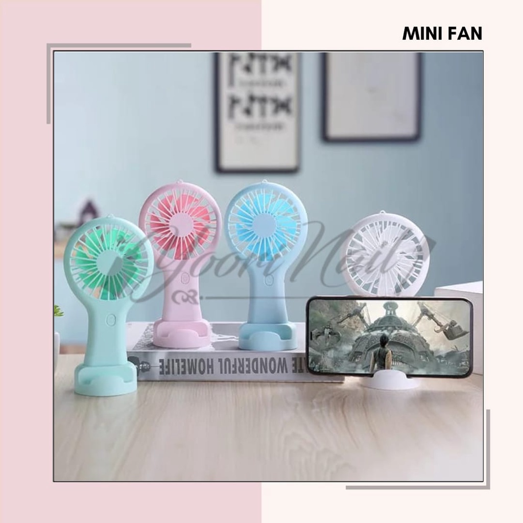 Mini Fan Portable USBWith Holder HP Kipas Angin Kecil Rechargeable