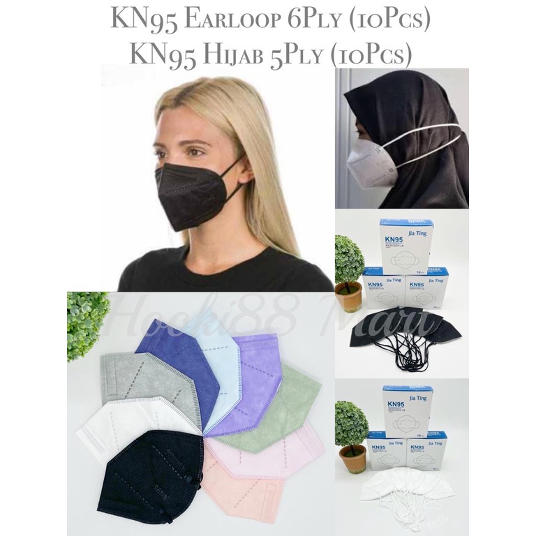 MASKER KN95 EARLOOP 6 PLY ISI 10 PCS / MASKER KN95 HIJAB 5 PLY ISI 10 PCS