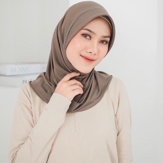 HIJAB SPORT / JILBAB VOLLY INSTAN / HIJAB INSTAN OLAHRAGA BAHAN JERSEY BALON