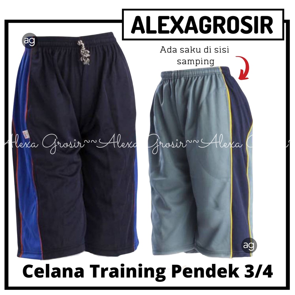 CELANA TRAINING JOGGER SPORT 3/4 PENDEK SAKU RUNNING GYM JOGGING SPORT - PM