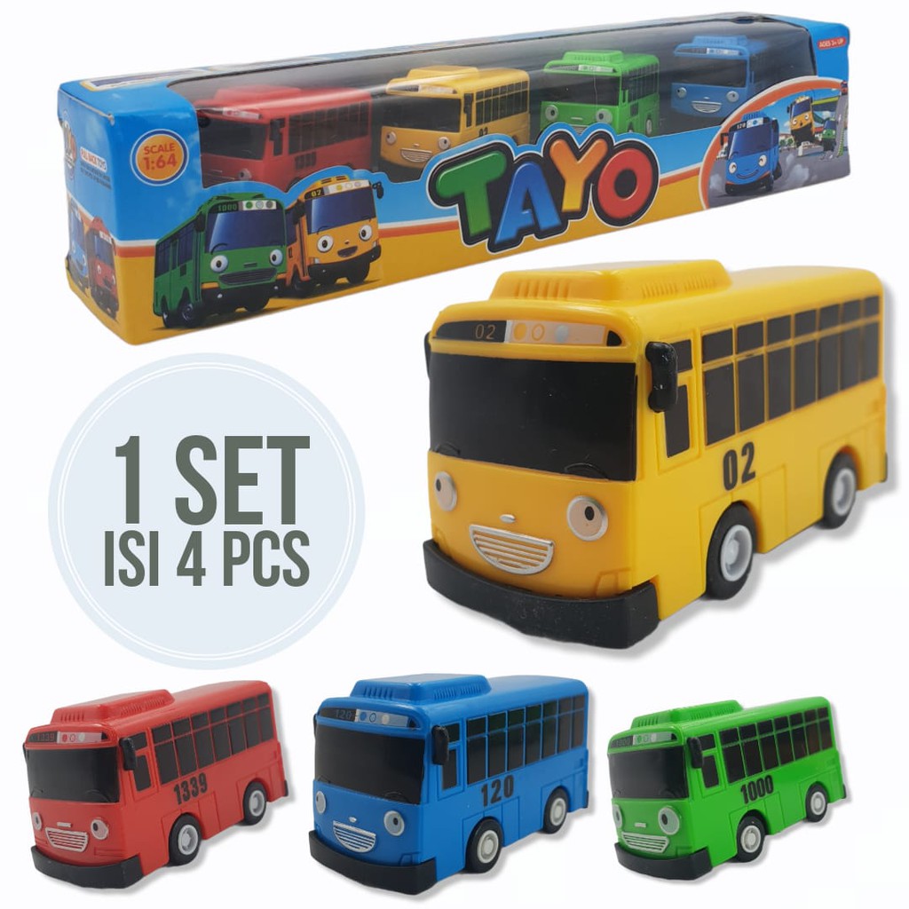 Mainan Anak - Action Figure &amp; Mainan Koleksi-Mainan Koleksi  COD 1 Pack Mobilan Bus Mini Tayo Isi 4