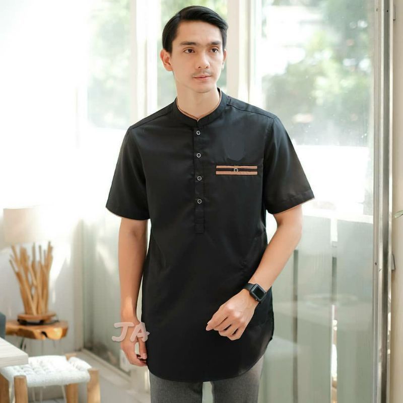 baju koko muslim pria dewasa lengan pendek modern kurta lis 2