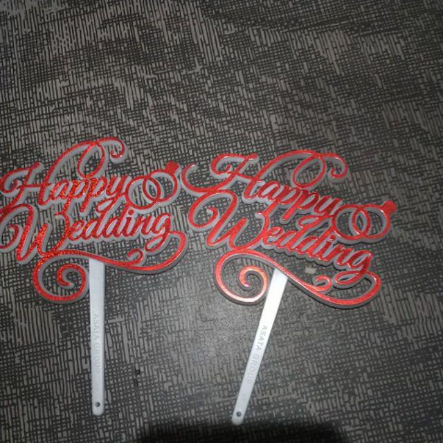 Nls211 Cake Topper Happy Wedding Tusukan Hiasn Kue Acrylic
