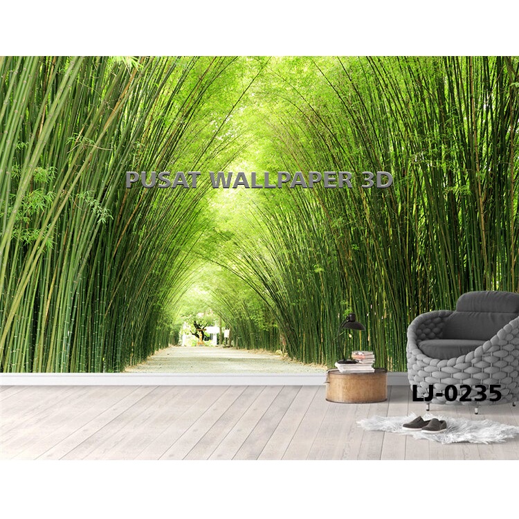 Cetak Wallpaper Custom 3d Pemandangan Bambu Hutan Alami