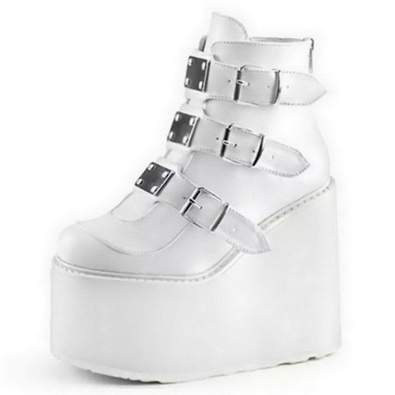 white platform ankle boots