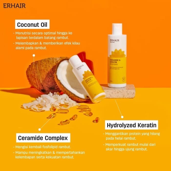 ERHAIR Shampoo Rambut Kering &amp; Rusak ERHA Restore 370 ml Ceramide &amp; Keratin Shampoo