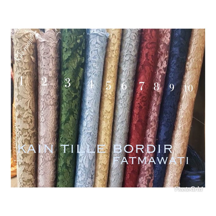 Murah kain tile fatmawati tulle bordir fatmawati bahan kebaya dress