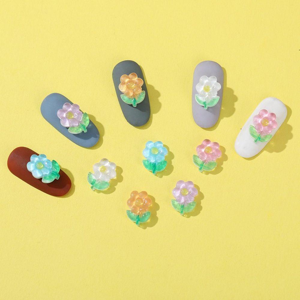 Mxbeauty Gaya Korea Pesona Kuku Resin Transparan Hiasan Kuku Warna Permen Bentuk Bunga DIY Bahan Nail Art Dekorasi Nail Art