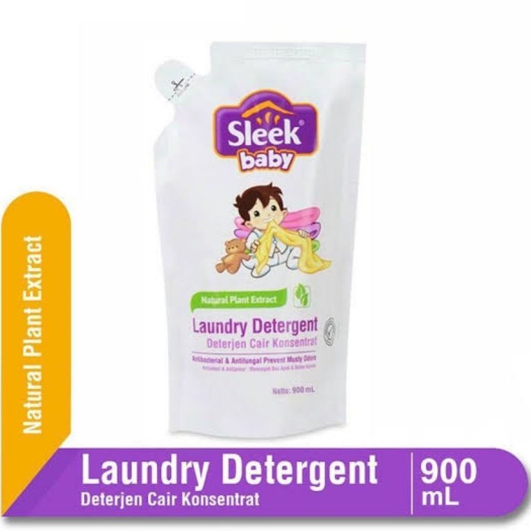 Sleek Baby Laundry Detergent 900ml - Sleek Sabun Cuci Baju Pakaian Bayi - Slek Sabun Cair Kain