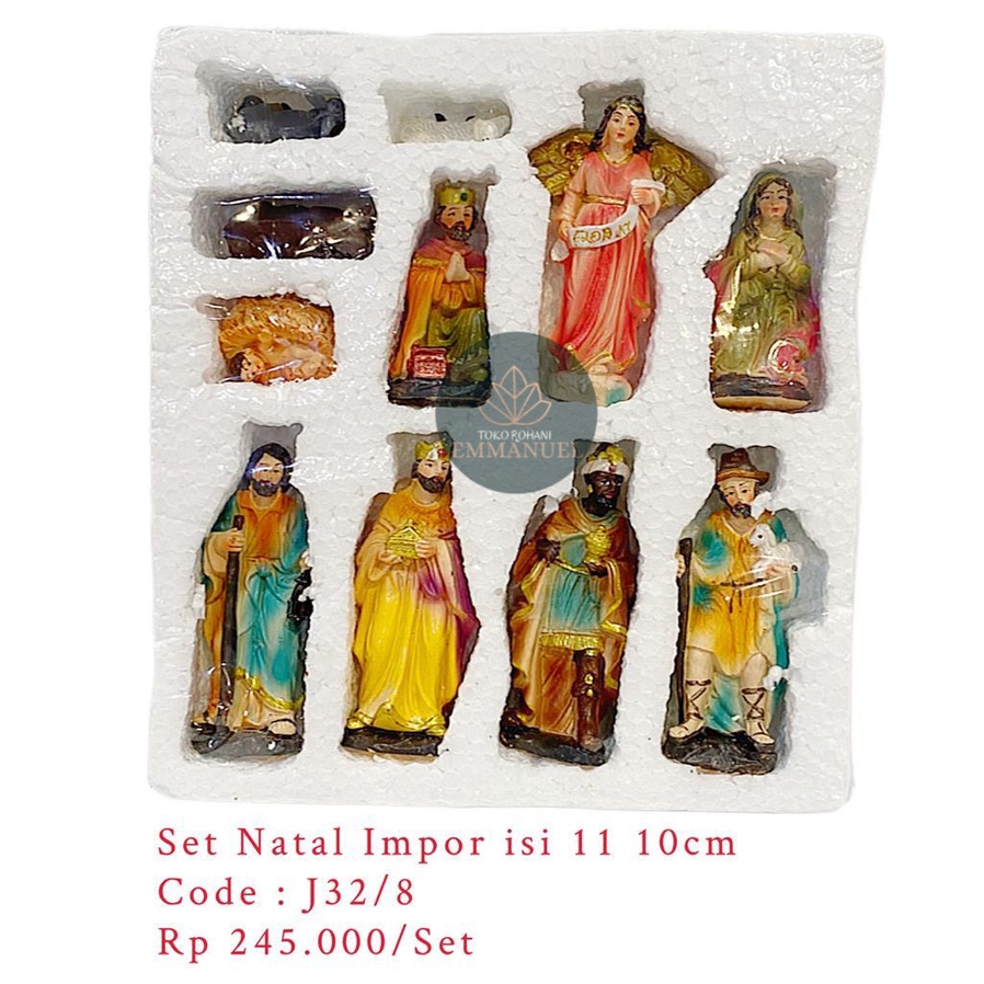 Pajangan Set Natal / Gua Natal Import isi 11 uk 10cm