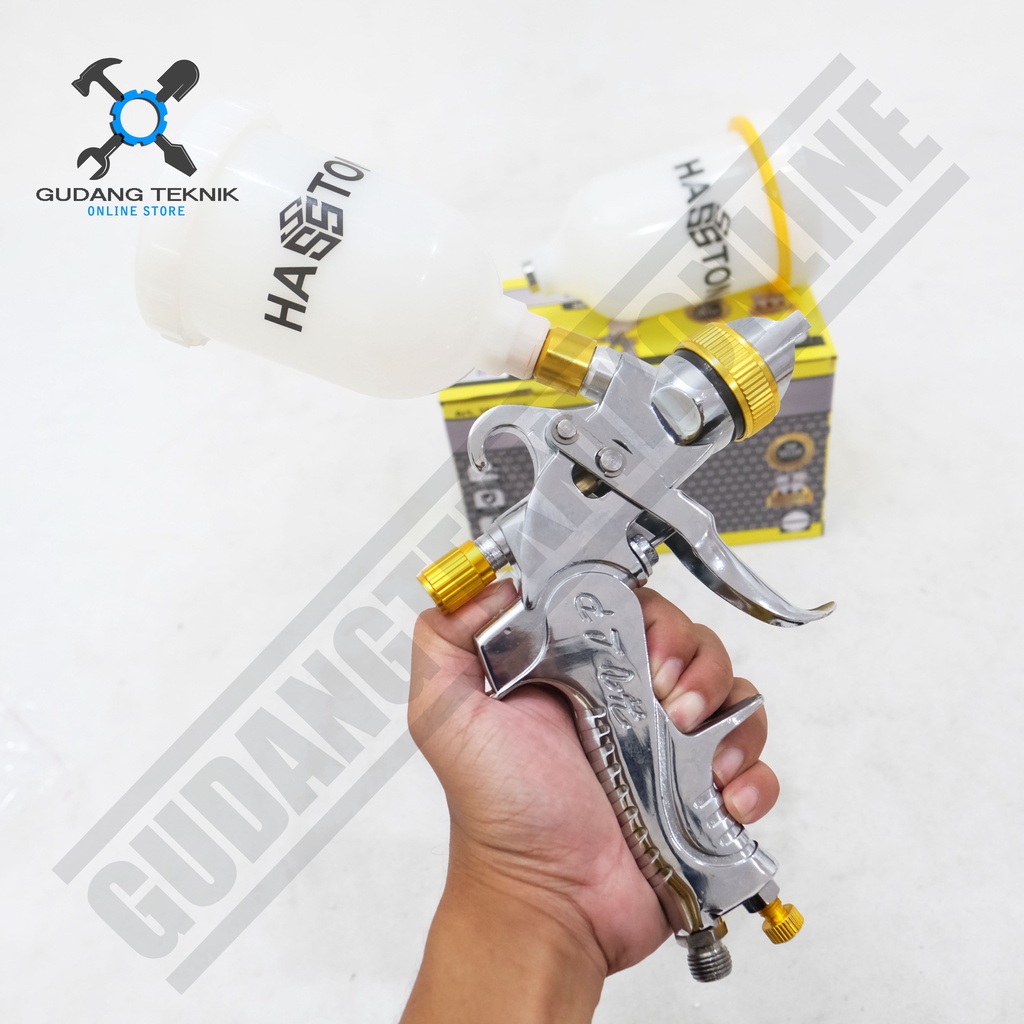 Spray Gun Hasston HVLP 2 Tabung 3820-001 / Alat Semprot Cat Tabung Atas Haston 2 Tabung Spray gun