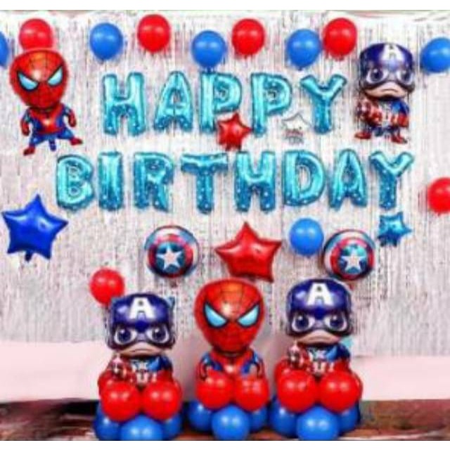 PAKET DEKOR HAPPY BIRTHDAY SUPERHERO/PAKET DEKORASI ULANG TAHUN/PAKET BALON DEKORASI ULANG TAHUN