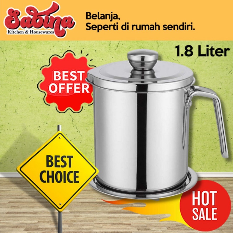 Panci Saringan Minyak Oil Strainer Pot Stainless Steel 1800-2000ml