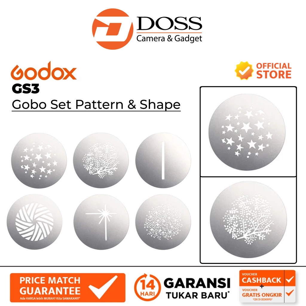 Godox Gobo Set Pattern & Shape GS3 for VSA Spotlight Attachment