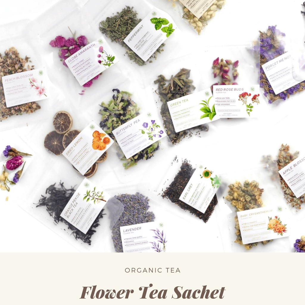 Flower Tea / Teh Bunga Premium Trial Sachet / Lavender / Green Tea / Black Tea / Telang / Rosella