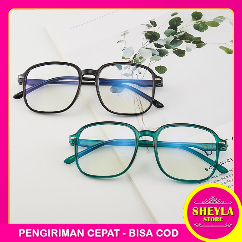 Kacamata Fashion Anti Radiasi Lensa Transparan / Kacamata Petak Kotak Unisex Korea Fashion / Sunglasses Lensa Transparan Import / TS-44