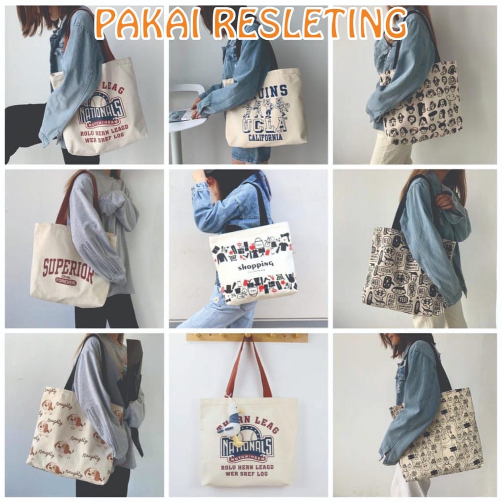 TOTEBAG BIG PAKAI RESLETING Varian Sablon Kanvas Dinir