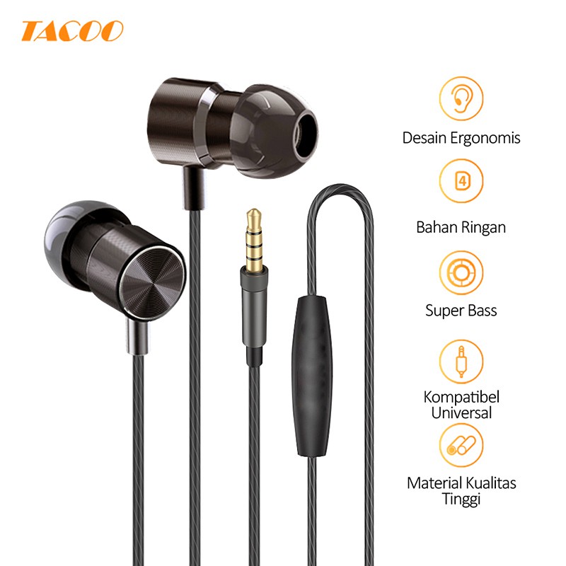 

Tacoo Earphone|HD™ In-Ear 3.5mm Deep Bass Suara Stereo Earbuds Headphone Headset Mic Noise Canceling