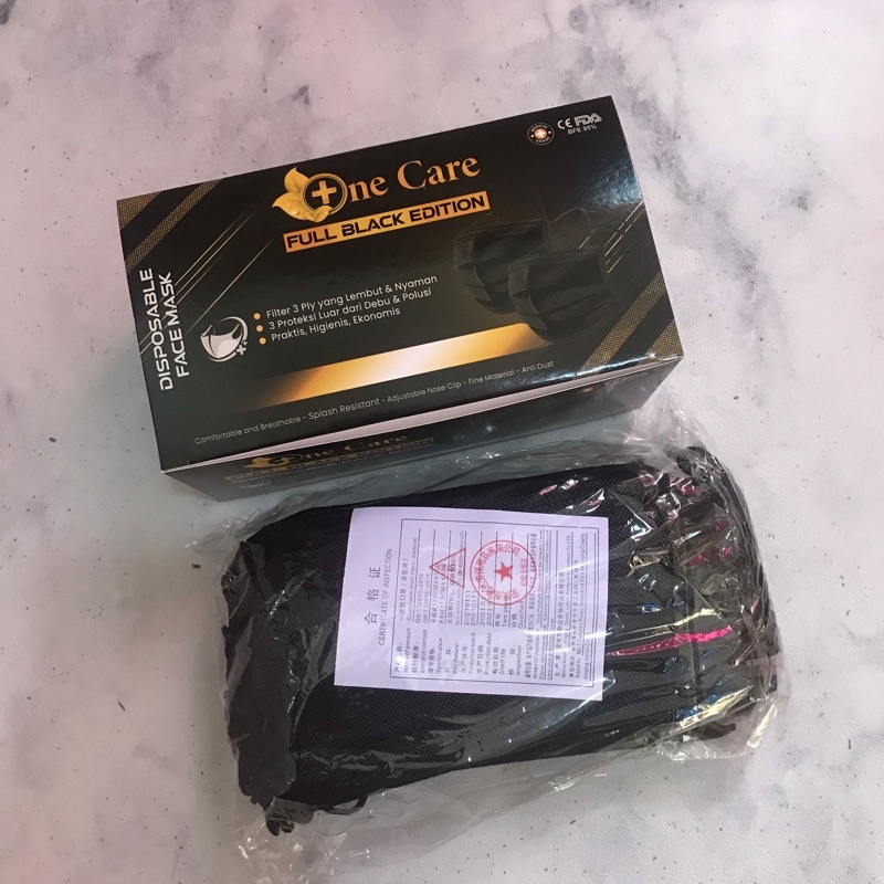 COD MASKER HITAM BLACK EARLOOP 3PLY 1BOX ISI 50PCS P31