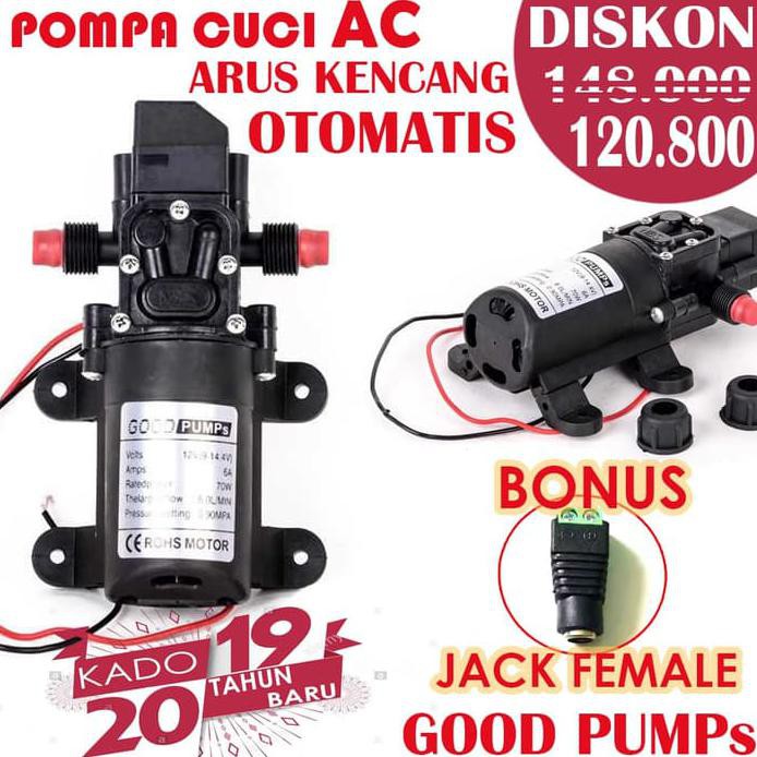 GA Alat Cuci AC OTOMATIS DC 12 Volt Pompa Good Pump Bonus Jack