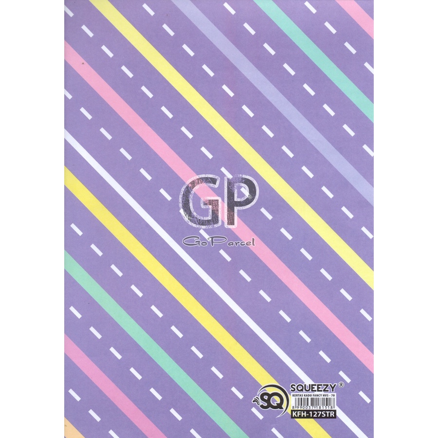 ( 5 Lembar ) KERTAS KADO SQ DOFF - GIFT WRAPPING PAPER STRIPED PURPLE ZIGZAG POLKADOT PASTEL UNGU STAR