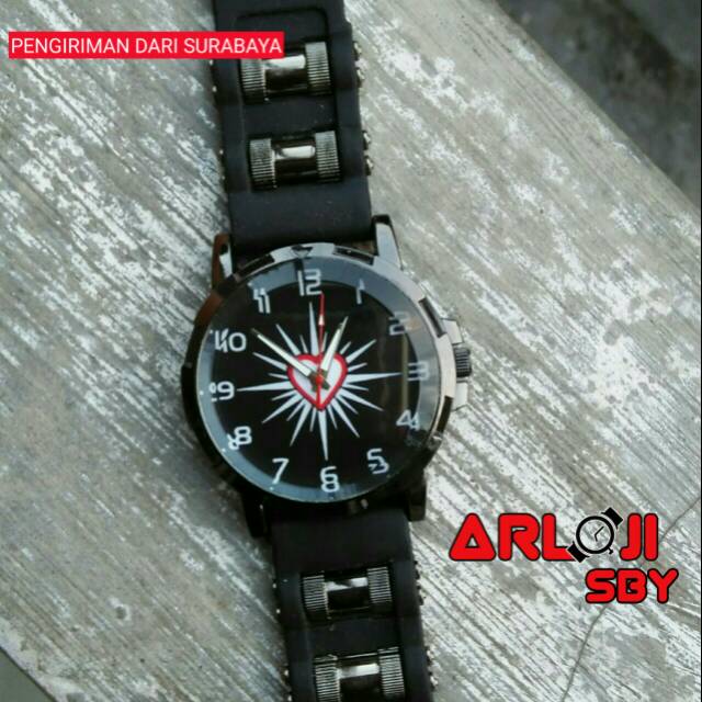 JAM TANGAN PRIA PSHT CUSTOM HADIAH RUBBER SPORT