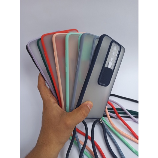 (PAKET) Xiaomi Redmi Note 8 Pro Case Dove Candy Tutup Lensa Kamera Dngan Tali Panjang + Temperred Glass Nero