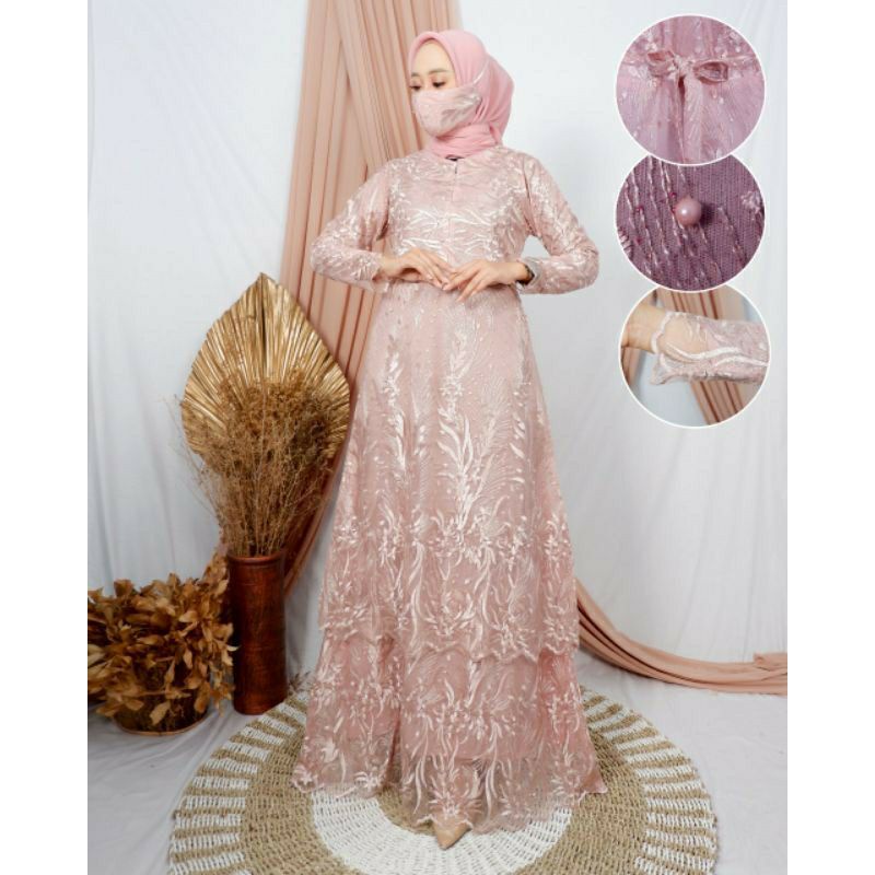 Gamis Mekar Busui / Gamis Tile Mutiara / Gamis Busui / Gamis Tile Mutiara Premium / Gamis Pesta