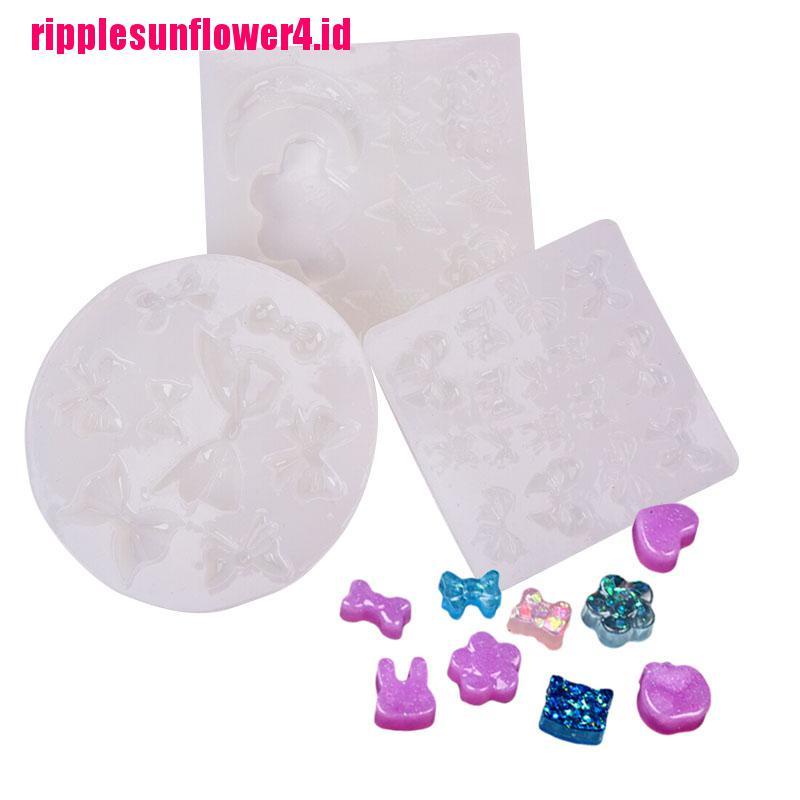 Cetakan Resin Epoksi Handmade Bentuk Bulan Bintang Pita Bahan Silikon Untuk Perhiasan