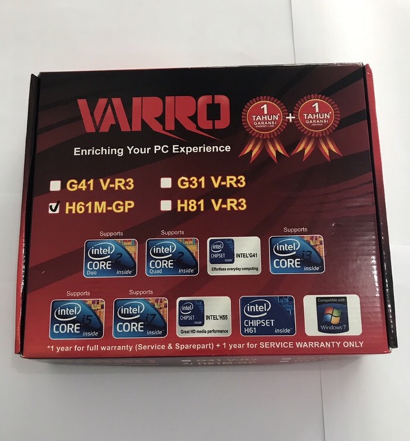 MOTHERBOARD H61 DDR3 1155 VARRO Garansi 2 Tahun