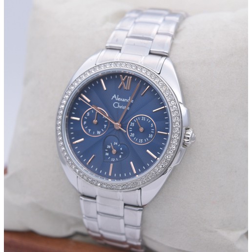 Jam  Tangan Wanita Alexandre Christie Ac 2695 Silver Blue Original