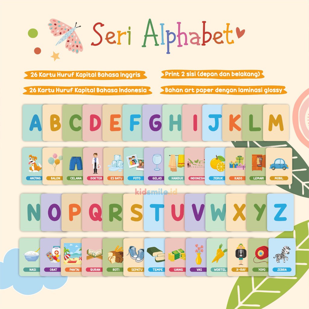 Flash Card Kidsmile ALFABET Mainan Edukasi Anak Flashcard Anak Flash Card Anak Flashcard Kidsmile